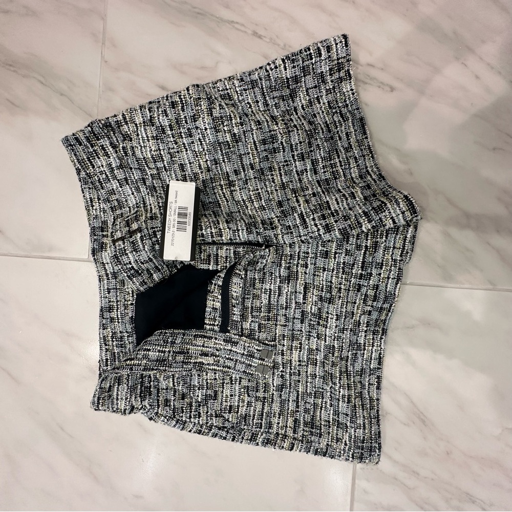 Stylish Black and White Tweed Women's Shorts